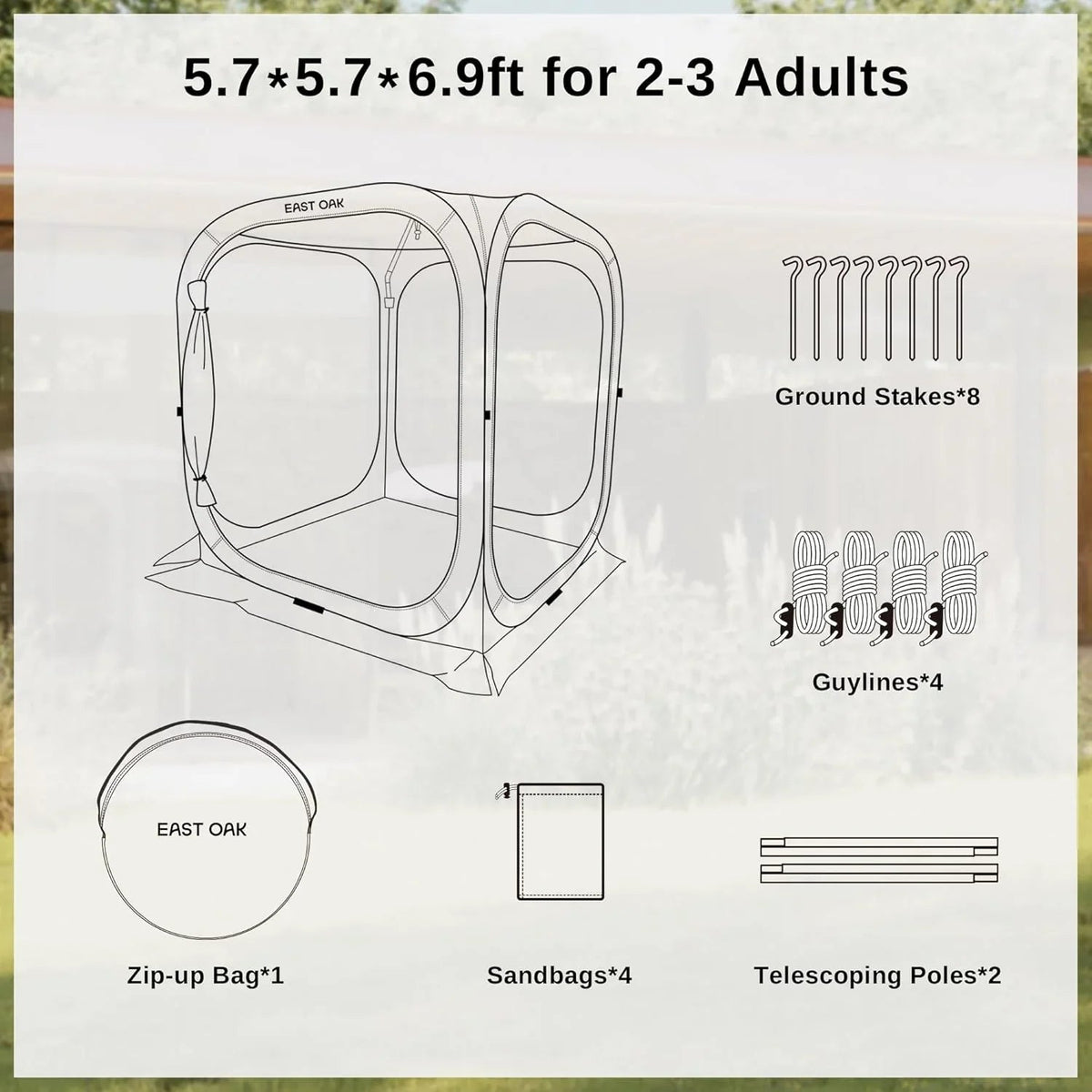 EAST OAK Pop-Up Screen House Tent 10 x 10 FT With Carry Bag