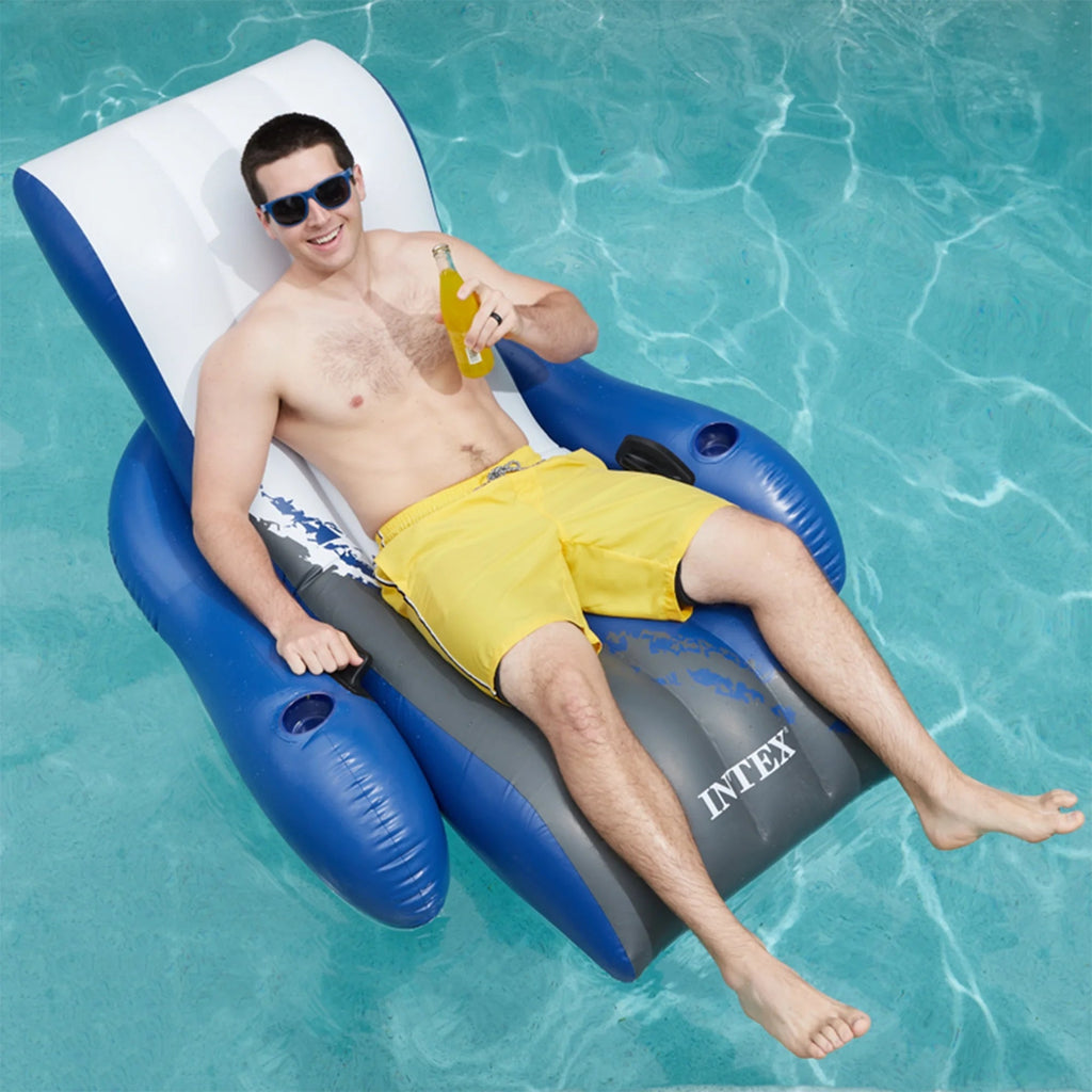 INTEX Ultra XTR Above Ground Pool 24ft x 12ft x 52in With 2 Floating Recliners And Mega Chill II Cooler