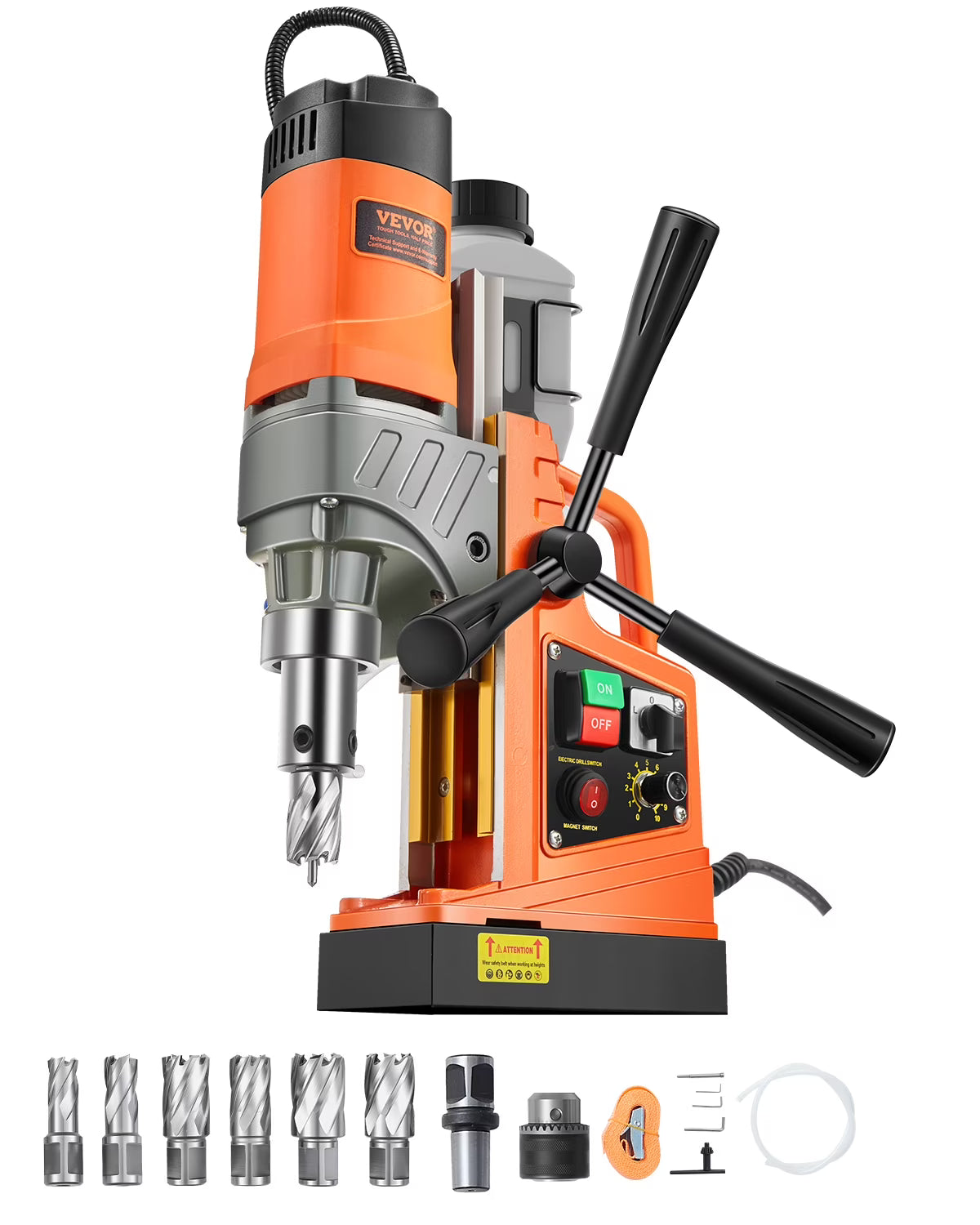 VEVOR Magnetic Drill Press 1450W, 2 in Boring Diameter, 2878 lbf, 6 Coring Bits - MDP-50
