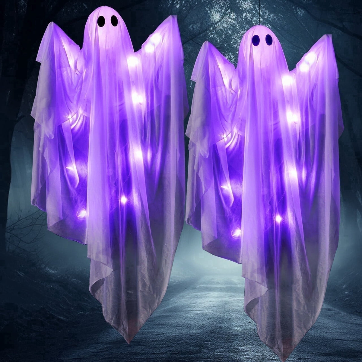 Joyfy 47" Halloween Hanging Light up Ghost Decorations Outdoor