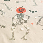 Way To Celebrate Halloween PEVA Tablecloth, For Table 70" Round - Skeleton Pumpkin Head Toss