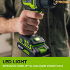 Greenworks PowerAll 24V 3/8" 280 in-lb Drill and 60 Piece Hand Tool/Accessories Project Kit, with 2.0 Ah USB-C Battery, 30W USB-C Charger Block