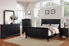 Black Louis Philippe Style California King Sleigh Bed With 2x Nightstands - 3pc Set
