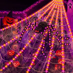 Leyaron Halloween Decorations Outdoor, 350 LED Halloween Spider Web String Lights with 79" Lighted Spider for Outdoor Garden Party Yard Porch Home Decor