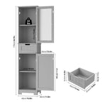 Homfa Tall Narrow Bathroom Storage Cabinet With Door And Drawer, 15.7in L x 11.8in W x 67in H, White