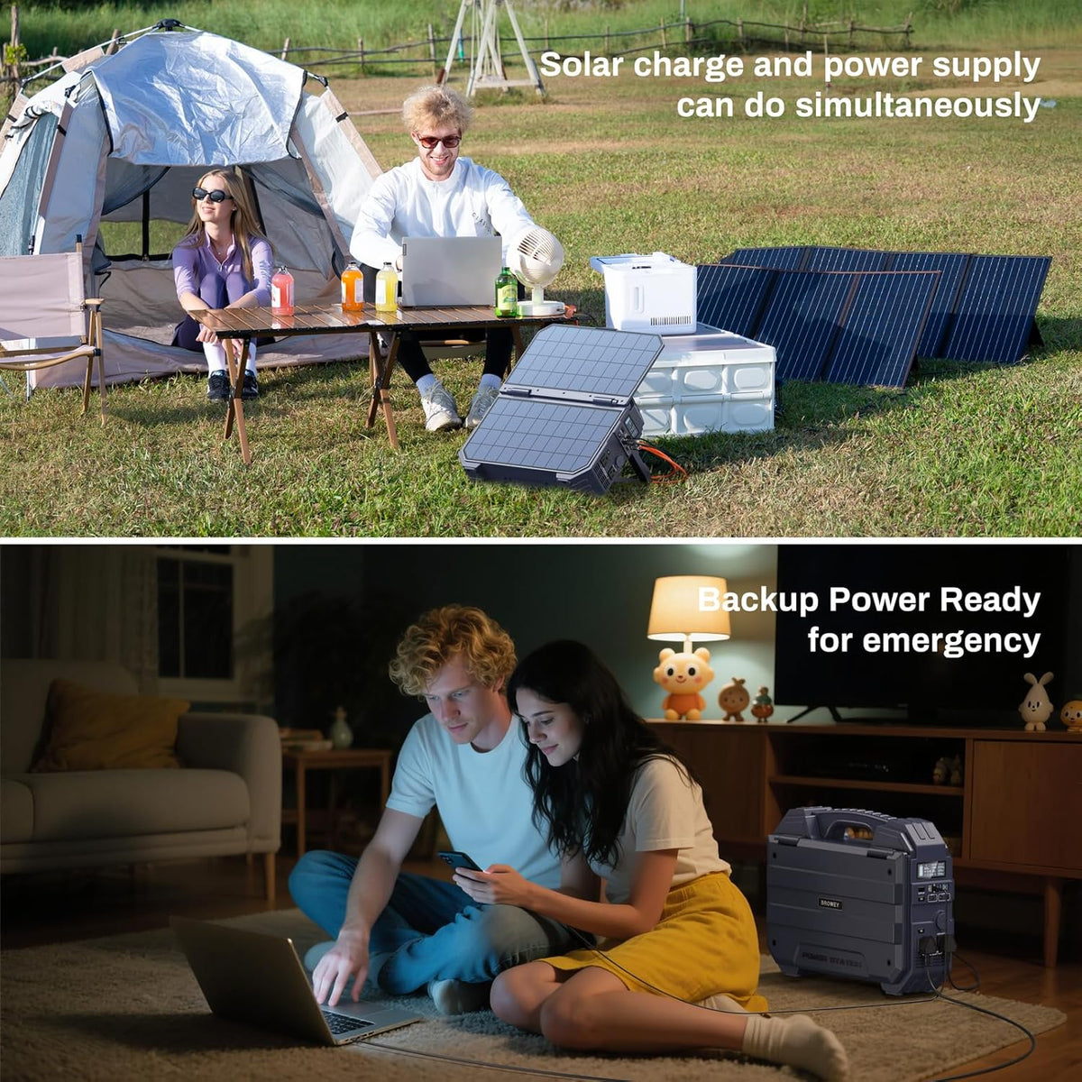 BROWEY Portable Power Station 1024Wh LiFePO4 1600W (3200W Peak) Dark Blue - S1600