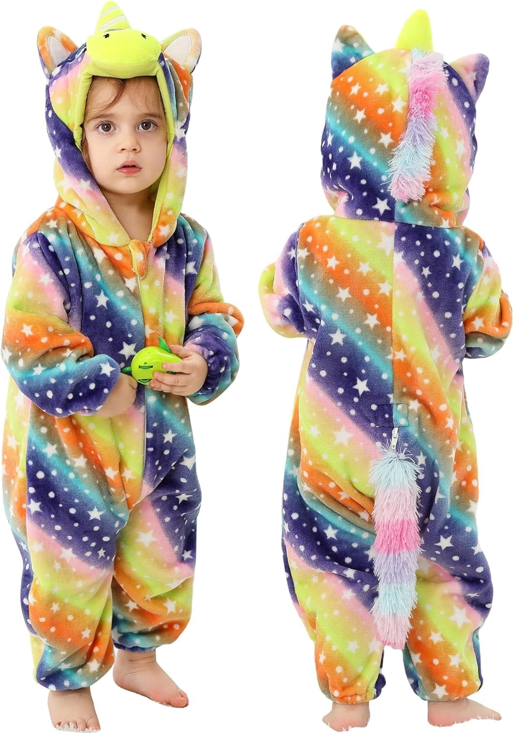 WIBACKER Infant Toddler Dinosaur Animal Fancy Dress Costume Baby Winter Flannel Hooded Romper Christmas Halloween Cosplay Jumpsuit