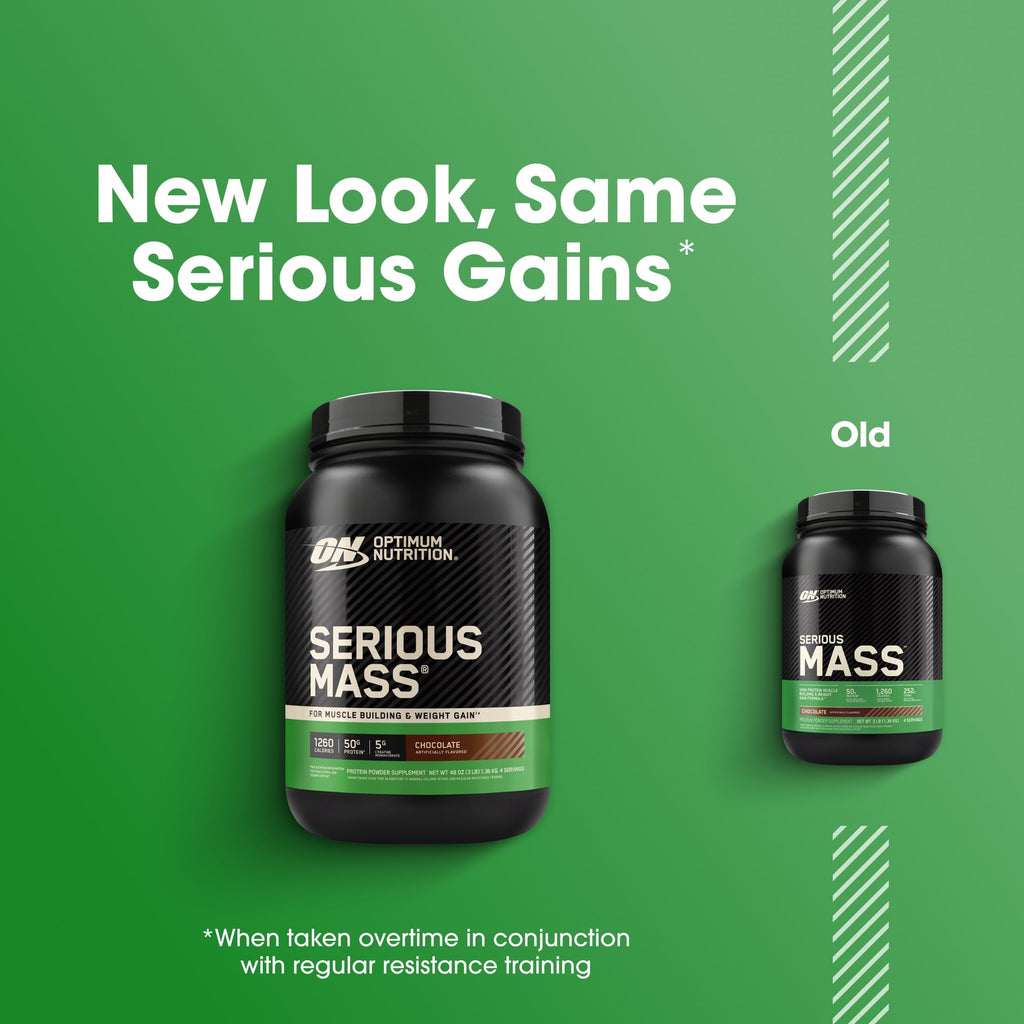 Optimum Nutrition Serious Mass, Chocolate, Weight Gainer Protein Powder, Mass Gainer, 3 lb