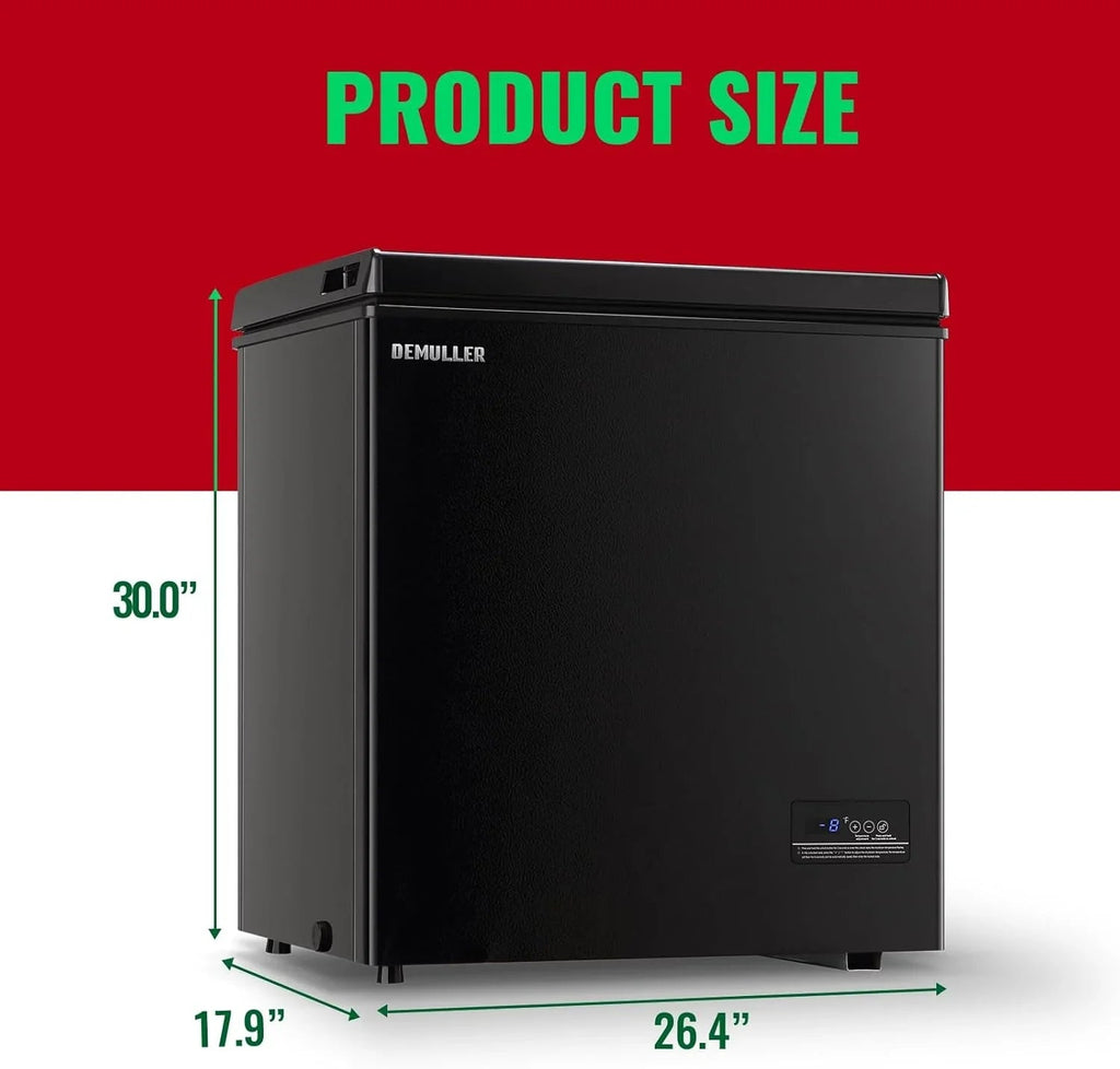 DEMULLER Chest Freezer 5.0 Cubic Feet, Black, 2 Stainless Steel Storage Baskets