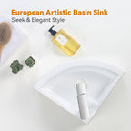 HOROW Sink Ceramic Wall Mount Bathroom Corner Small White 18"