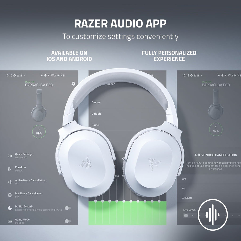 RAZER BARRACUDA X (2022) - 2.4GHz Wireless/BT Headset, Multi-Platform Gaming and Mobile - Mercury (White)