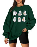 KimSoong Halloween Sweatshirts for Women Ghost Reading Books Sweater Cute Spooky Bookish Shirt Fall Pullover Tops