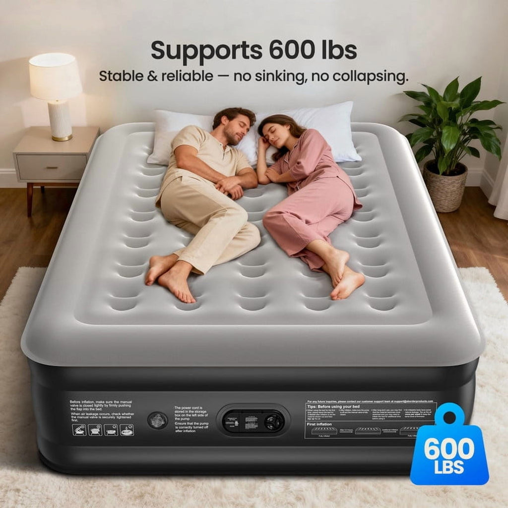 Ophanie Queen Air Mattress, 18-Inch Elevated Inflatable Bed with Built-in Pump, Puncture-Resistant, Quick Inflation/Deflation, Portable for camping &