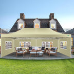COBIZI 10x20 Heavy Duty Pop-Up Canopy Tent With 6 Sidewalls - Black