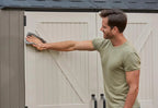 Rubbermaid Resin Outdoor Storage Shed With Floor, 7 x 7 Ft, Gray