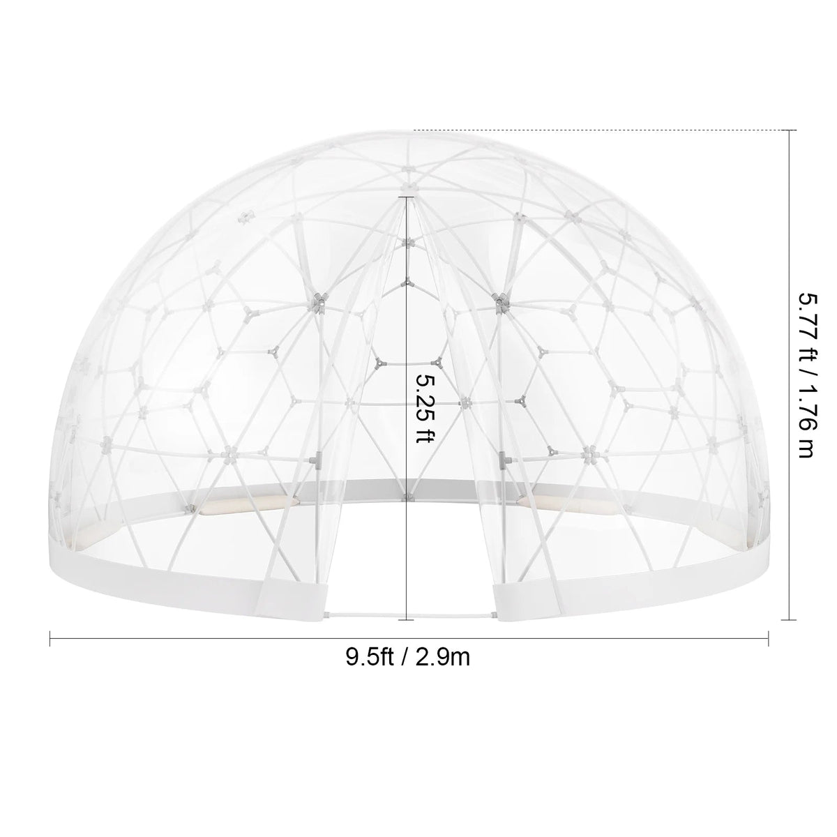KFFKFF Outdoor Dome Tent, 9.5 Ft Clear PVC - GB-DOME-9.5