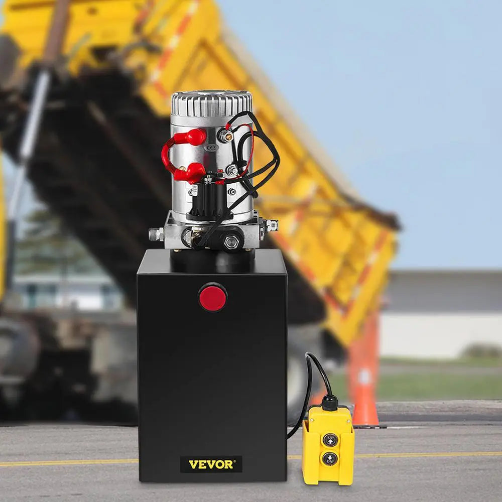 12 Qt 12-Volt 3200 PSI Single-Acting Hydraulic Power Pump With Steel Reservoir