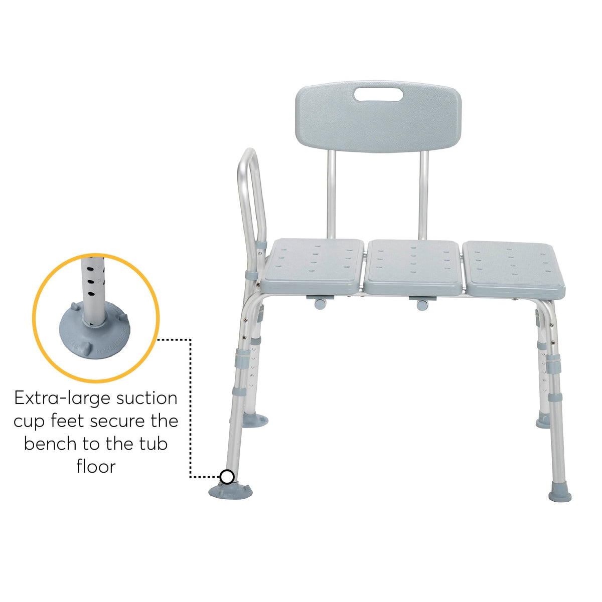 Drive Medical Plastic Tub Transfer Bench with Adjustable Backrest