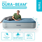 Intex 15" Twin Essential Rest Dura-Beam Airbed Mattress with Built-in Pump