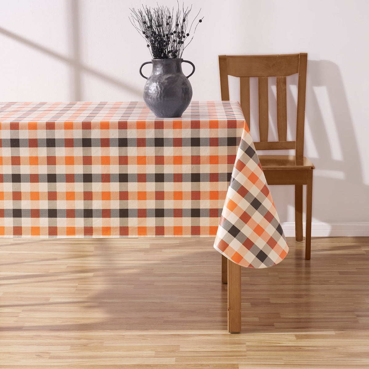 Way To Celebrate Halloween PEVA Tablecloth Indoor & Outdoor Table 60" x 84" - Buffalo Plaid