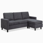 Walsunny Convertible L-Shaped Linen Sectional Sofa With Reversible Ottoman - 78.7in x 51in x 33in